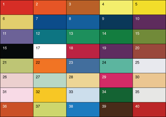 Dala Fabric Paint – Transparent - Colour Charts - Products - Art & Office